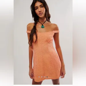 Free People Berry Kiss Mini Dress NWT Small Orange Floral Off Shoulder Boho thumbnail 14