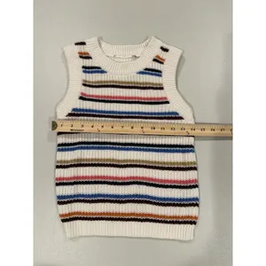 Striped Knit Sweater Vest Womens Small/Med* Cotton Stretch Travel Cottage Preppy thumbnail 5
