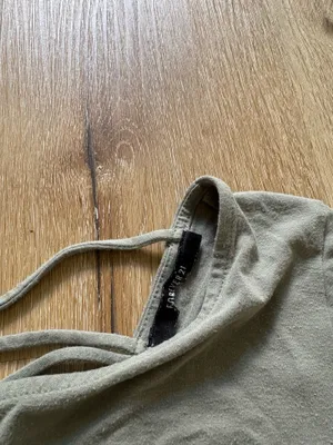 Forever 21 Olive Green Crop Long Sleeve Top with Criss Cross V Neck Back thumbnail 3