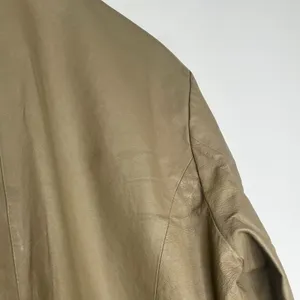 Vintage Y2K Cougar Leather Taupe Beige Oversized Long Jacket Coat Womens L thumbnail 13