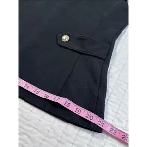 Ann Taylor Black Cap Sleeve Peplum-Style Top with Gold Button Tabs Detail Size M thumbnail 6