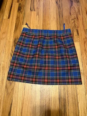 J.CREW Blue Plaid Wool Blend Mini Skirt - Size 2 thumbnail 2