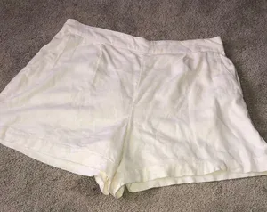 Abercrombie Cream Linen Shorts Large thumbnail 1