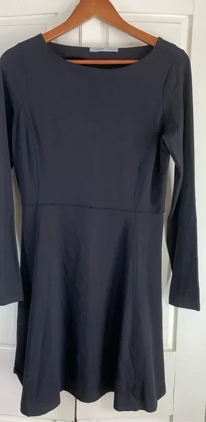 Athleta LS‎ Black Dress Small LBD Minimal Athleisure Capsule Wardrobe Basic READ thumbnail 1