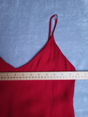 Reformation Marlowe Slip Dress Red V-Neck Spaghetti Strap Mini Slit Womens Sz S thumbnail 8