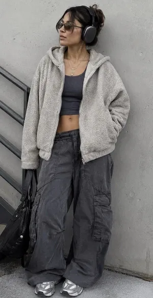 Abercrombie & Fitch Sherpa hoodie Women Large Soft a&f Langenlook gorcpore cream thumbnail 1