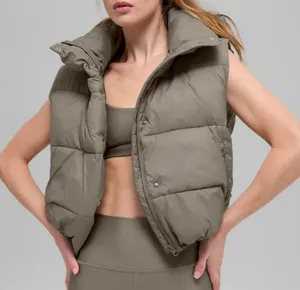 ALO YOGA Gold Rush Puffer Vest in Light Cocoa Beige Khaki Size S RARE thumbnail 8