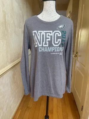 NFL Philadelphia Eagles NFC Champions Super Bowl LII Gray Long Sleeve Top Womens XL thumbnail 2