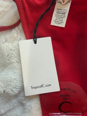 Tropic Of C Women’s Red Bikini Bottom - Sleek Strappy Size Small . NWT . thumbnail 5