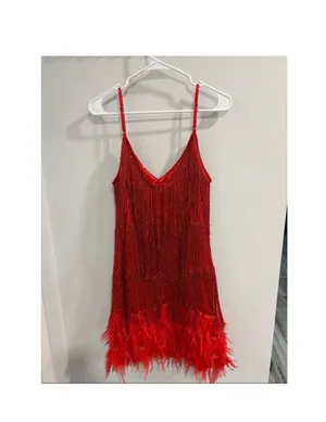 Red Fringe Gatsby Dress thumbnail 4