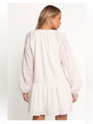 Petal & Pup Hart Long Sleeve Cotton & Linen Minidress White size Large NWT thumbnail 2