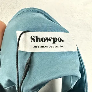 Showpo Ebony Midi Dress Size 2 NWT High Neck Gathered Bodice Steel Blue thumbnail 5
