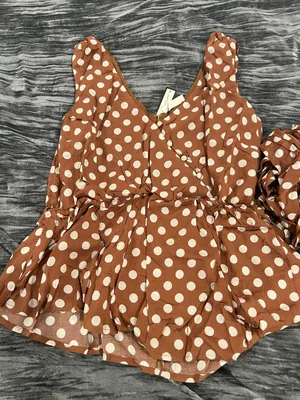 Soncy Plus Size TANK TOP WITH PEPLUM AND TIE WAIST CARAMEL/OAT Size 18-20 thumbnail 1