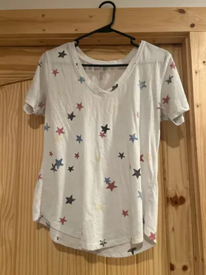 White and Colorful Stars T Shirt thumbnail 1