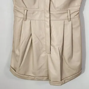 Grey Lab Cream Leather Romper NWT Size Small Cream Faux Leather Short Romper thumbnail 3
