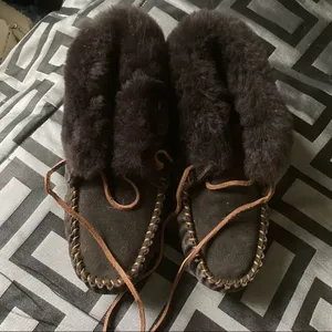 EMU Brown loafer style booties, Women's Moccasin Slippers Micro Suede Warm Faux thumbnail 3