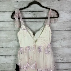 Lulus Distinctly Sweet White Floral Embroidered Tie-Strap Midi Dress Size Small thumbnail 5