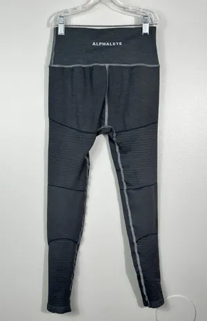 Alphalete Sculpted Gray Stripe Pattern Elastic Stretch Seamless Leggings Medium thumbnail 4
