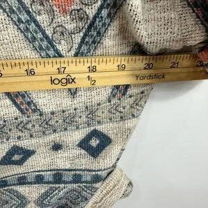 Ginger G Southwestern Aztec‎ Print Top L Beige Blue Short Sleeve Boho Festival thumbnail 7