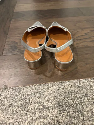 Tory Burch Silver Sadie Slingback Flats Sz 7 thumbnail 5