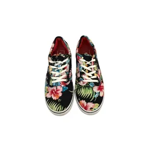 Vans Shoes Authentic 'Hawaiian Floral' Black Canvas Sneakers Size Women's 7.5 thumbnail 2