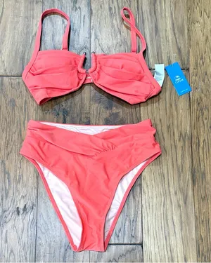 Cupshe NWT Coral high waisted Bikini size S thumbnail 1