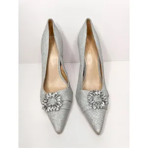 SCHUTZ Pumps‎ Womens Size 10 Embellished Silver Pointed Toe Heels thumbnail 5