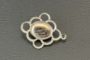So Adorable Silver Tone Vintage Pendant W Blue Stone Cabochon Center thumbnail 5