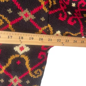 Lands' End Women's Medium Chunky Knit Black‎ Geometric Pattern Crew Neck Sweater thumbnail 7