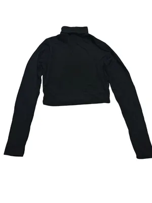 Full Tilt Black Ribbed Knit Long Sleeve Crop Top Shirt Turtleneck Medium Women's thumbnail 5