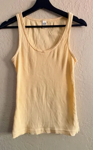 Kavio Ribbed Scoop Neck Tank Top - Pale Yellow thumbnail 1