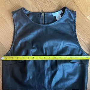 Black Leather Matching Set Crop Top Mini Skirt Faux Leather Sz S thumbnail 7