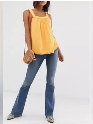 Free People We the Free Yellow Good For You Square Neckline Sleeveless Tank Top thumbnail 11