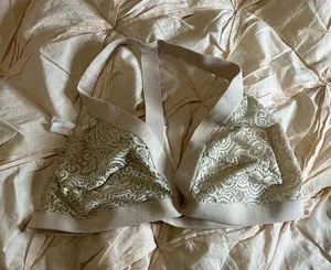 Colsie XL beige lace stretch triangle bralette thumbnail 1