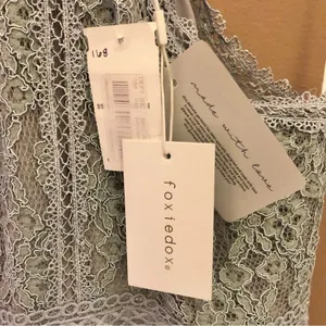 Foxiedox Anthropologie Ocala Lace Halter Cocktail Dress‎ Dusty Blue XS thumbnail 6