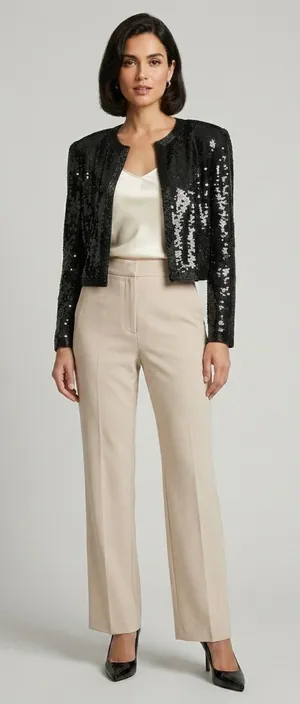 VTG Ann Taylor Silk Sequined Beaded Cropped Bolero Shoulder Pads Jacket S - Flaw thumbnail 1