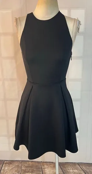 Abercrombie & Fitch Black Neoprene Cut Out Sleeveless Skater Mini Dress Size Med thumbnail 1