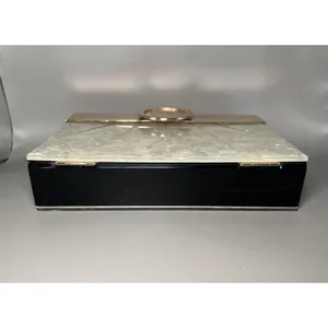 Zara Clutch Bag Womens Silver White Acrylic Shell Purse Chain Shoulder Evening thumbnail 6