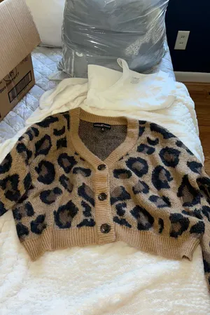 Animal Print Cropped Cardigan thumbnail 1