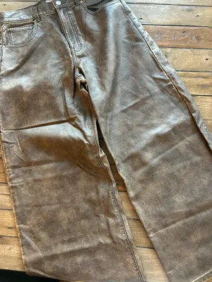 Free People We the Free Misha Barrel Vegan Brown Pants 28 thumbnail 10