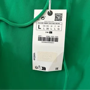 Zara Green Twist Front Halter Sleeveless Midi Seersucker Slip Dress NWT Large thumbnail 6
