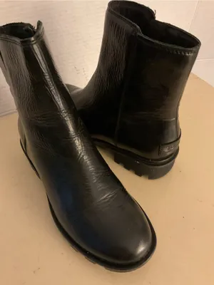 Sorel women Black Leather Chelsea Heeled waterproof Boots US 6 thumbnail 2