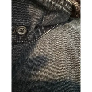 Free People Mixed Media Denim Jacket Knit Sleeves Hooded Distressed Dark Wash S thumbnail 6