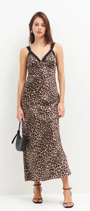 Reformation Neola Silk Dress Leopard Animal Print Size XS thumbnail 1