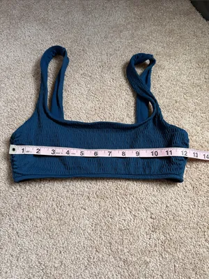 Aerie Peacock Teal Blue Textured Square Scoop Neck Bikini Top. Size Medium thumbnail 6
