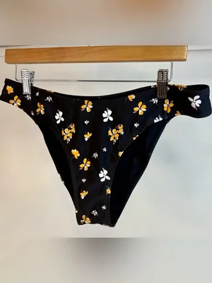 NWT Cupshe black swimsuit with orange and yellow floral trim L thumbnail 7