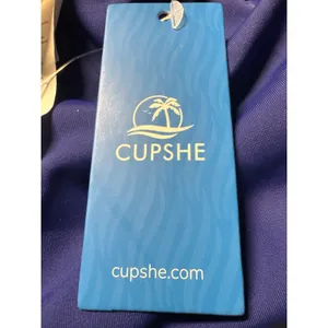 Cupshe Blue‎ Pink Scalloped One Piece Swimsuit Keyhole Ruched Small thumbnail 3