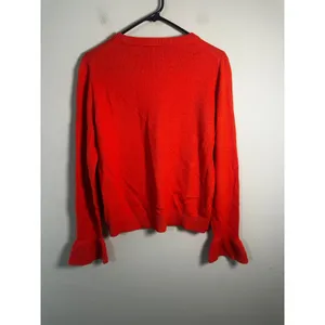J.Crew Womens Ruffle Cuff Crewneck Sweater Red Cotton Wool Blend G9861 Size S‎ thumbnail 6