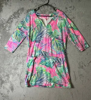 Lilly Pulitzer Scarlett Macaw Tropical Pink Shift Dress Large Resort Vacation‎ thumbnail 1