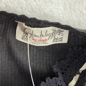 Intimately Free People Black Ribbed Lace Trim Cami Tank Top FP128787CY NWT Small thumbnail 2